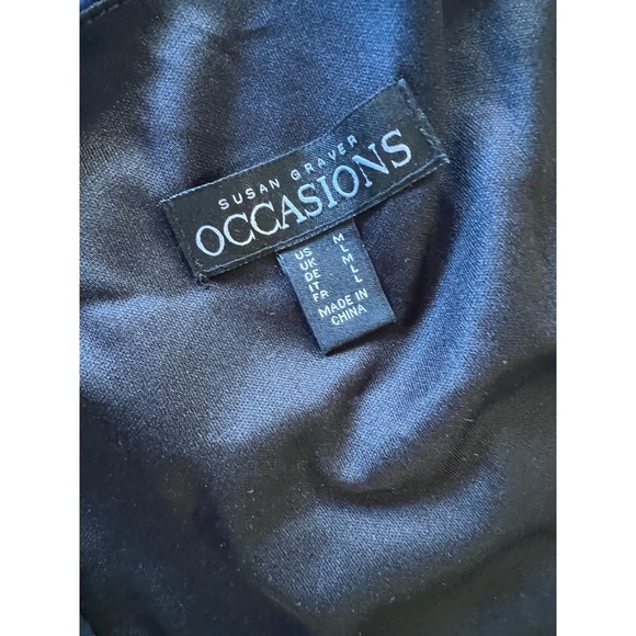 Susan Graver Occasions Reg Printed Woven Jacquard Wrap Dress NWOT BLue Size M - Picture 6 of 8